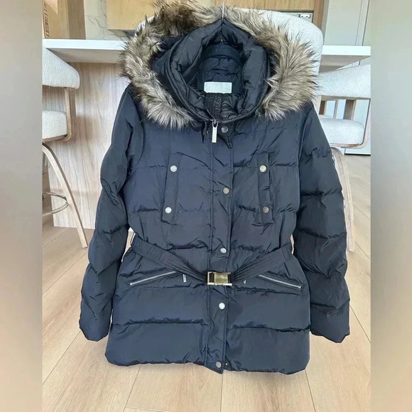 Michael Kors Jackets & Blazers - Michael Kors Women's Puffer Coat Parka Black Large  Warm Removable Hood belt